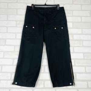 GAP Women's Black Cargo‎ Capris Cropped Pants Zipper Ankle Snap Button Size 6